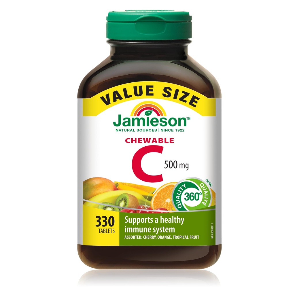 JamiesonのChewableビタミンC 500mgの価値補足のパック(330の計算)、混合された3つの味