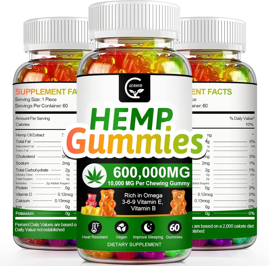 Hemp Gummies Extra Strength, Vegan, Non-GMO, Gluten-Free