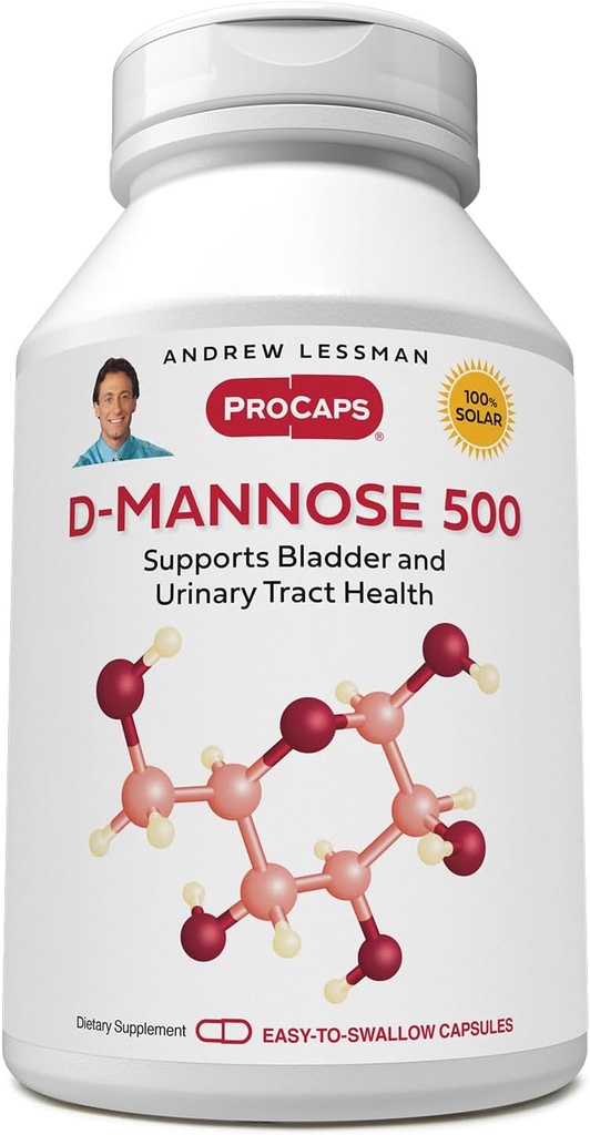 ANDREW LESSMAN D-Mannose 500mg - 60カプセル - 膀胱、腎臓、尿路の健康をサポートします。 純粋な非GMO D-Mannose。 添加物無し。 カプセルを飲みやすい小型