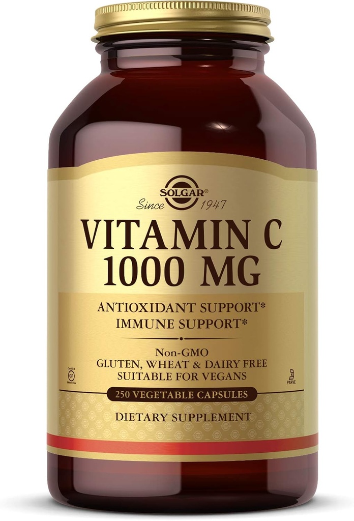 ソルガービタミンC 1000mg、250野菜カプセル - 抗酸化剤&免疫サポート - 全体的な健康 - 健康な皮膚と関節 - バイオフラボノイドサプリメント - 非GMO、ビーガン、グルテンフリー、コーシャ - 250サービング
