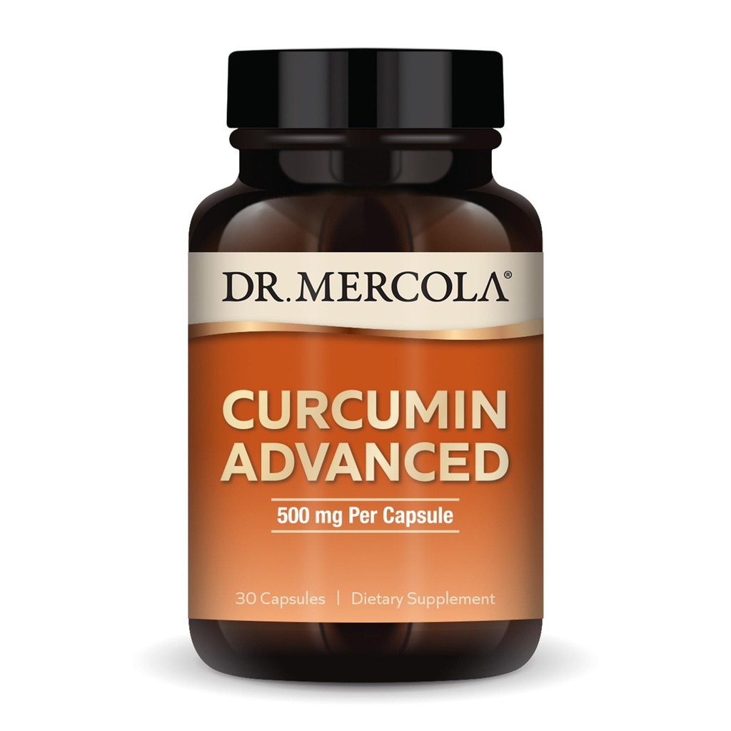 Dr. Mercola Curcumin Advanced - 500 mg Curcumin Root Extract - 95% Curcuminoids - For Vision Health, Digestion & Focus - Sustained Release - Non-GMO、グルテンフリー&大豆フリー - 30カプセル(30サービング)