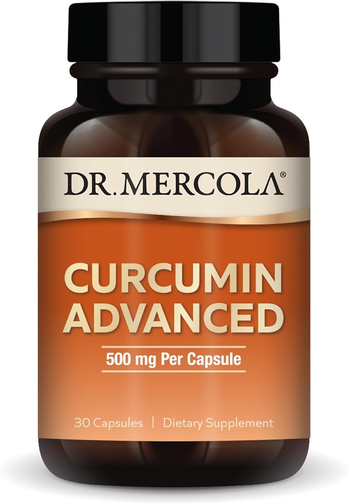 Dr. Mercola Curcumin Advanced - 500 mg Curcumin Root Extract - 95% Curcuminoids - For Vision Health, Digestion & Focus - Sustained Release - Non-GMO、グルテンフリー&大豆フリー - 30カプセル(30サービング)