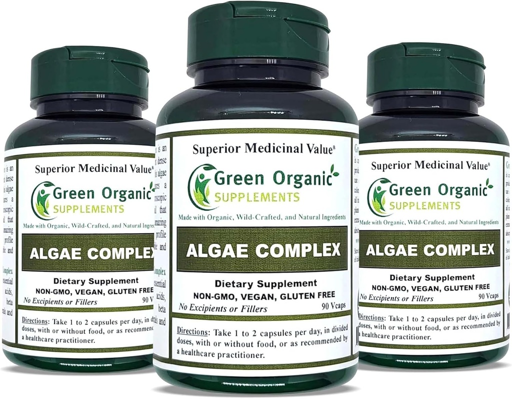 Algae, Fucoidan, Blue Green Algae, Kelp, Bladderwrack, Chlorella, Spirulina, アイルランドの苔, ドルス, 90 VCaps, 高吸収性, 非GMO, グルテンフリー (パック 3)
