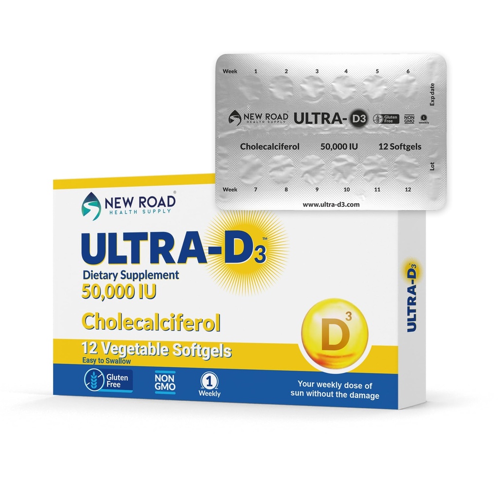 新しい道の健康供給、高周波ビタミンD3 50,000 IUの週1回週1回Softgel、支持の骨、歯及び免疫の健康、容易なに飲みやすい、グルテンフリー、12の計算