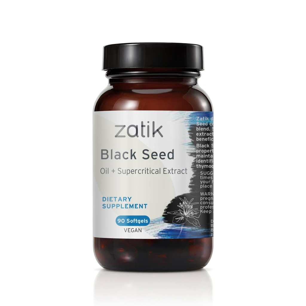 Zatikナチュラル - ブラックカミンシードオイル&スーパークリティカルエキス、コールドプレス、未精製、USDAオーガニック、グルテンフリー、ビーガン、90ビーガンソフトゲル