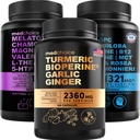MEDCHOICEターメリック&ジンジャー(120ct)、睡眠メラトニン(90ct)、および向知性脳(60ct)サプリメントバンドル - 脳、睡眠、免疫サポートのためのウェルネストライオ - ビーガン、非GMO、グルテンフリー