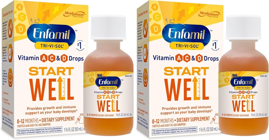 Enfamilの胎児及び赤ん坊のビタミンのTri-ViのSolのビタミンA、C及びDの乳児のための多ビタミンの低下は、成長及び免疫の健康、50のmLの点滴器のびん、1.69 FlのOzを支えます(2のパック)、MJ-030