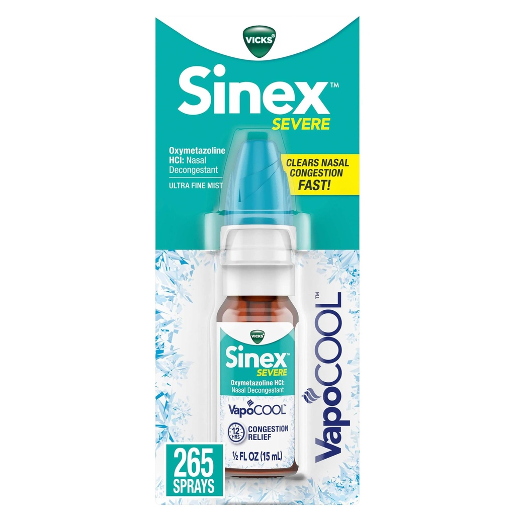 ヴィクックスSeverE鼻スプレーとVapoCOOL、Vacpors、Decongestantの薬、風邪かアレルギーによるStuffyの鼻からの救助、及び鼻の混雑、Sinusの圧力救助、265のスプレー