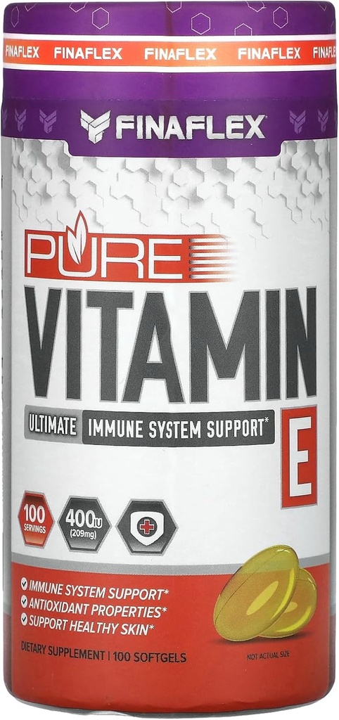 FINAFLEXピュアビタミンE - 100 Softgels - 免疫システムサポート、栄養と癒しスキン - 100サービング