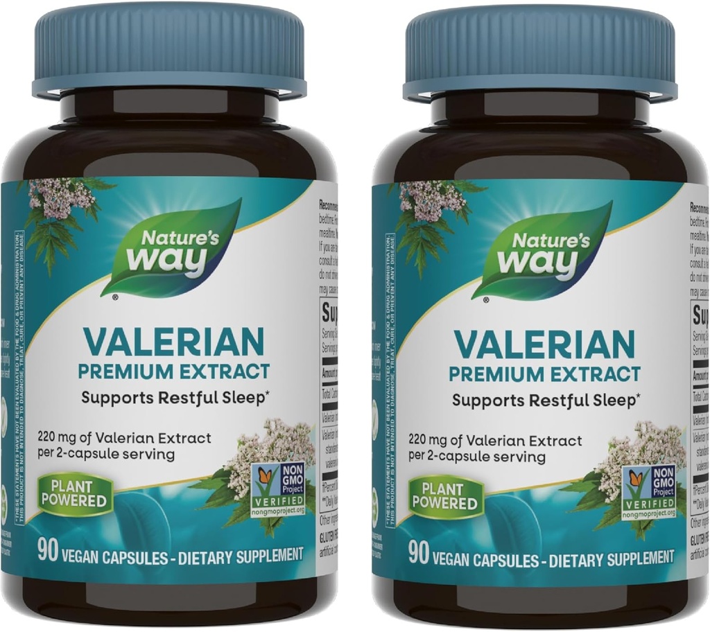 Nature's Way Valerian Premium Extract - 2カプセルごとのvalerian抽出物の220mg - サポート残りの眠り* - 非GMOプロジェクト検証 - ハーブサプリメント - グルテンフリー - 90カプセル(2パック)