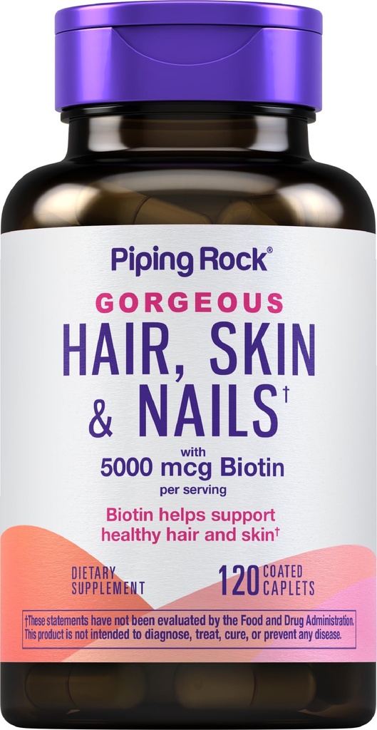 パイピングロックヘアスキンとネイルビタミン | 120カツレツピル | コラーゲンで | 5000mcgのビオチン | 非GMO、グルテンフリーサプリメント