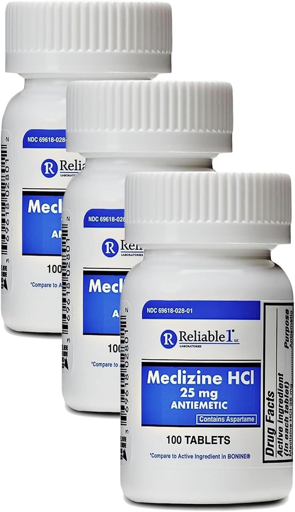 Meclizine HCL 25mg 100のタブレット(1本のびん) (3のパック)