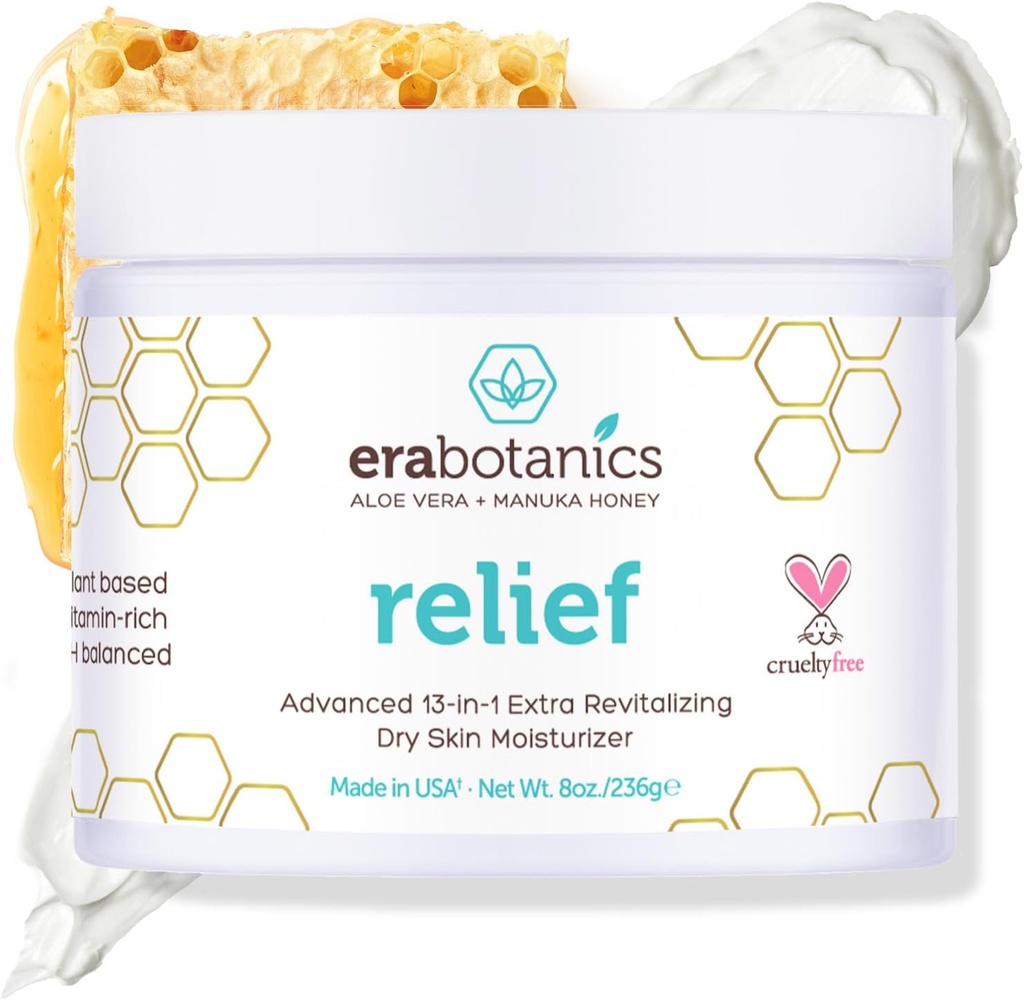 Era Organics Eczema、乾癬&皮膚炎保湿クリーム - 乾燥、かゆみ肌、アロエベラ、マヌカハニー、その他8ozのための高度な13-in-1非脂質顔または体ローション