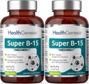 スーパーB-15 100 Vcaps 2パック - Niacin CalciumコリンイノシトールDMG TMG - 健康な酸素エネルギーレベルをサポート