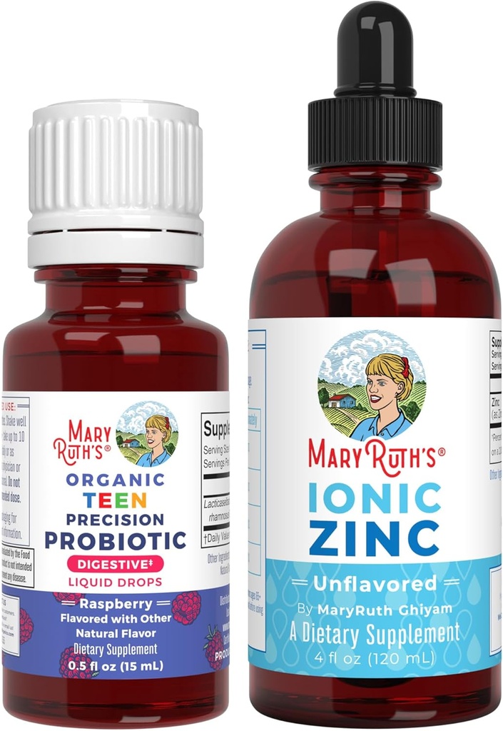 MaryRuth Organics Precision Probiotic for Teens (ラズベリー) & 亜鉛ドロップ | クリーンラベルプロジェクト Verified® | ビタミン・フォー・ガットヘルス・免疫・サポート・健康全般 | ヴィーガン・非GMO・グルテンフリー