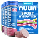 Nuunのスポーツの積極的な水和、混合された味、4つのパック(40のサービング)のための電解物のタブレット