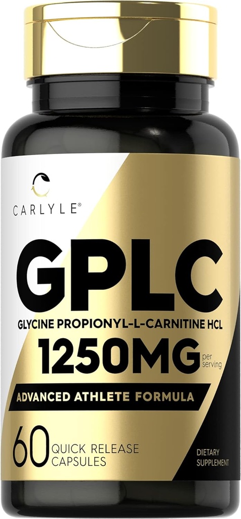 Carlyle GPLC サプリメント 1250mg | 60 カプセル | グリシンプロピオンシル-L-カルニチン | アドバンストアスリートフォーミュラ |非GMO、グルテンフリー