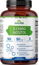 Zazzee D-Chiro-Inositol, 50 mg per Capsule, 90 Vegan Capsules, Ideal Dosage for 40:1 Ratio with Myo-Inositol, 3 Month Supply, 100% Vegetarian, Non-GMO