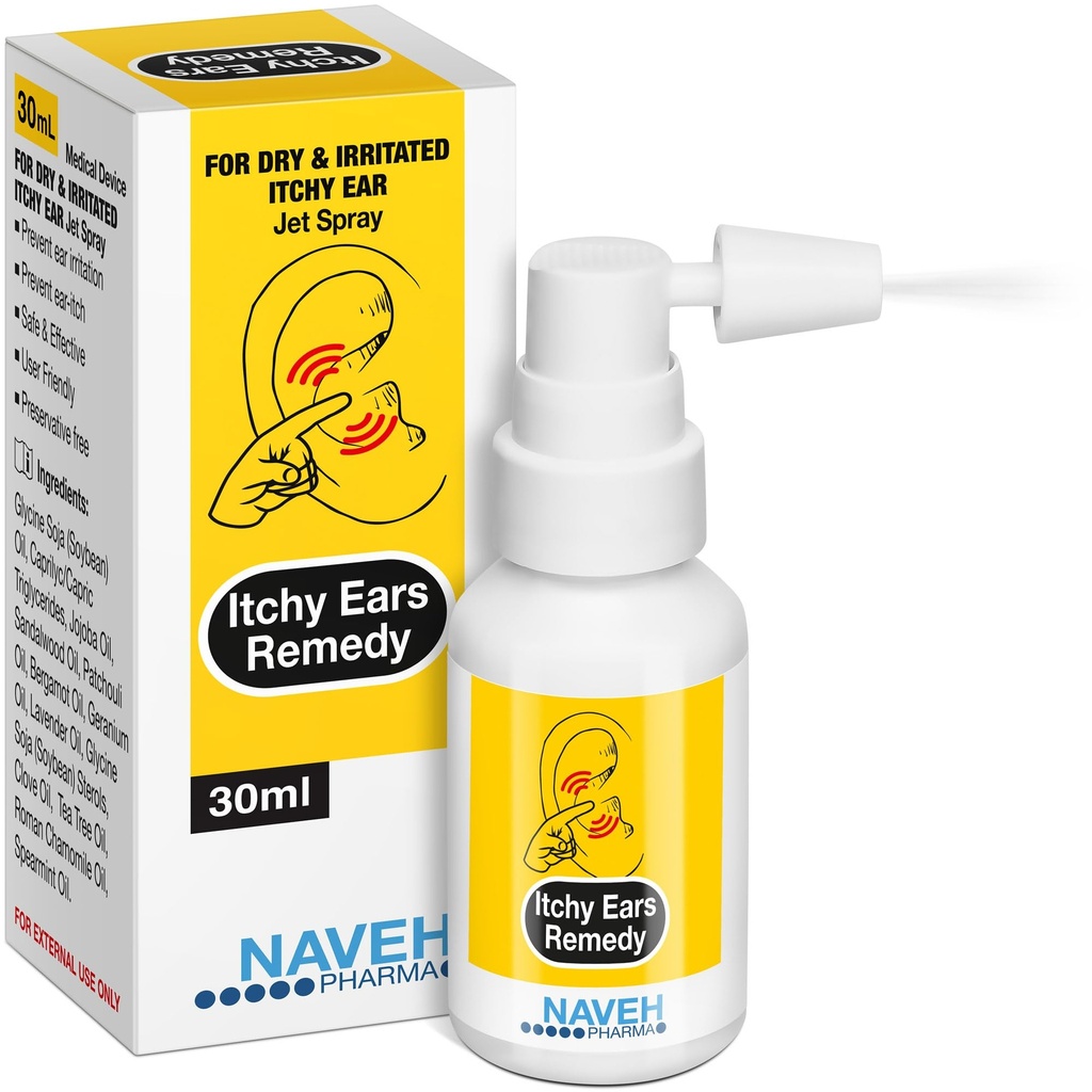 NAVEH PHARMA® かゆみ耳の治療:耳のクリーニングとイッチリリーフ | 耳の痛みのすべての原因を扱います | 湿疹の治療と爪の軽減のためのジェットイヤースプレー | 耳のワックス除去剤&耳の洗浄(1 Fl Oz)