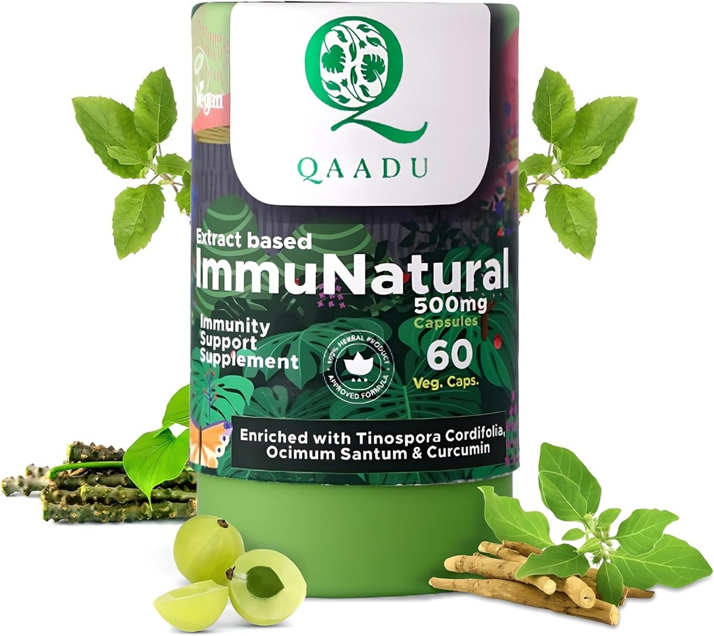 大人60のカプセルのための ImmuNatural | ナチュラル, ビーガンアーユルヴェーダ免疫ブースター | アシュワガンダ・トルシ・アムラ・ハルディ・ムレティ・ジャイロ | 用 用 用 13 年 + 500 mg