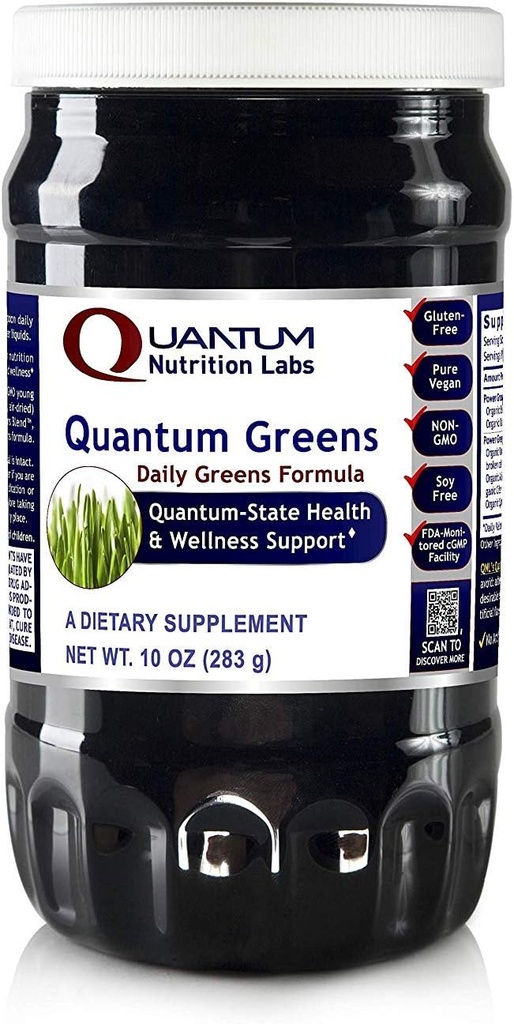 Quantum Nutrition Labs Quantum Organic Greens - スーパーグリーンパウダー、グリーンジュース、栄養サポート、男性と女性のためのスーパーグリーン、ほうれん草、アルファ、クロレラ - 10 oz
