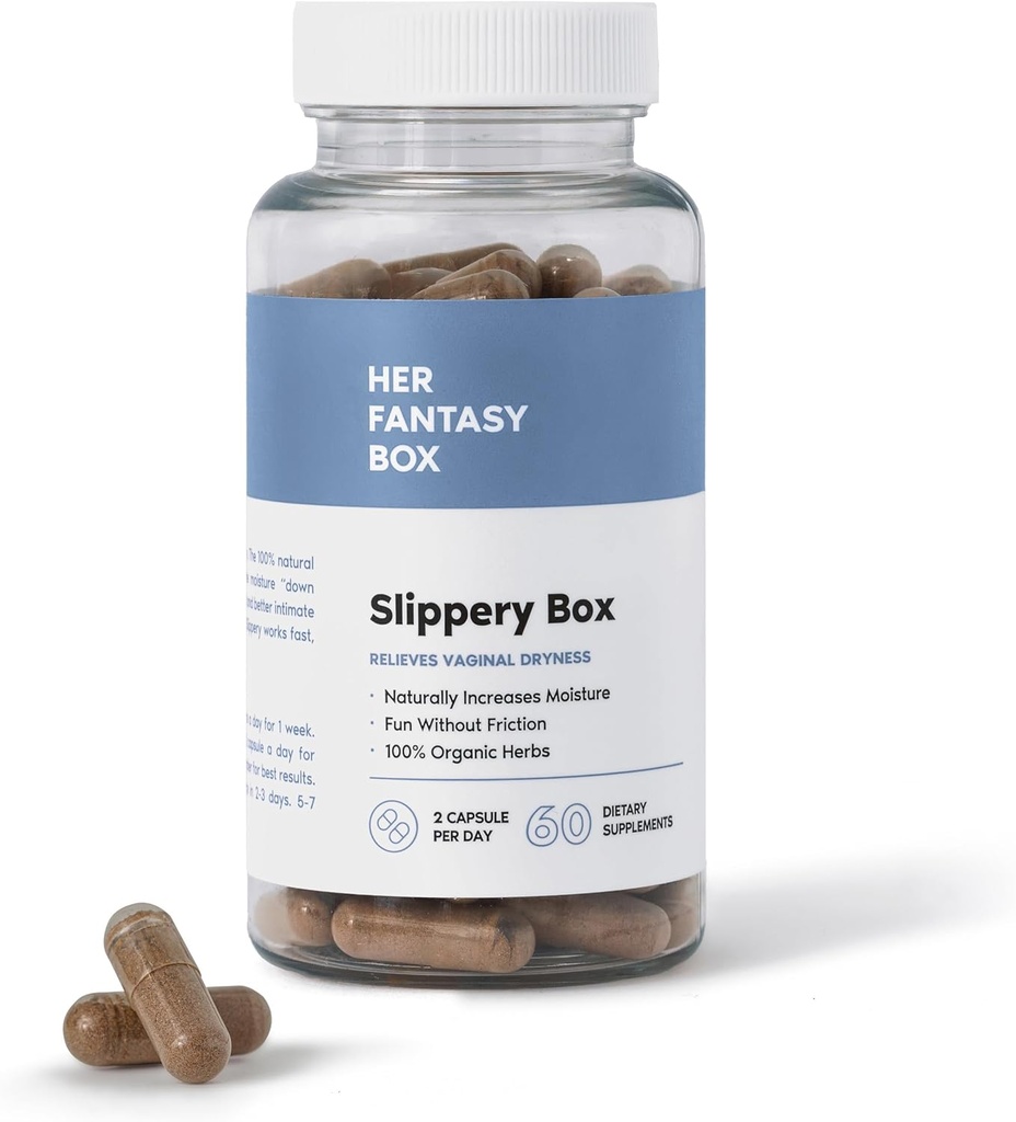 Her Fantasy Box | Slippery Box | Fast-Acting Slippery Elm Capsules for Feminine Wellness & Intimate Moisture Support – 60 Vegan Capsules