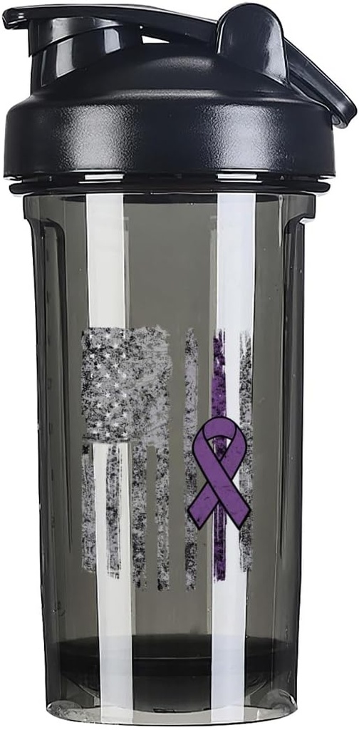Epilepsy の Awareness アメリカの旗 18 の Ounce のシェーカーのびんの飲み物のミキサーの漏出防止のプレワークアウトの蛋白質の揺れの食事の取り替えの揺れのびん 500ML/18 Oz の黒