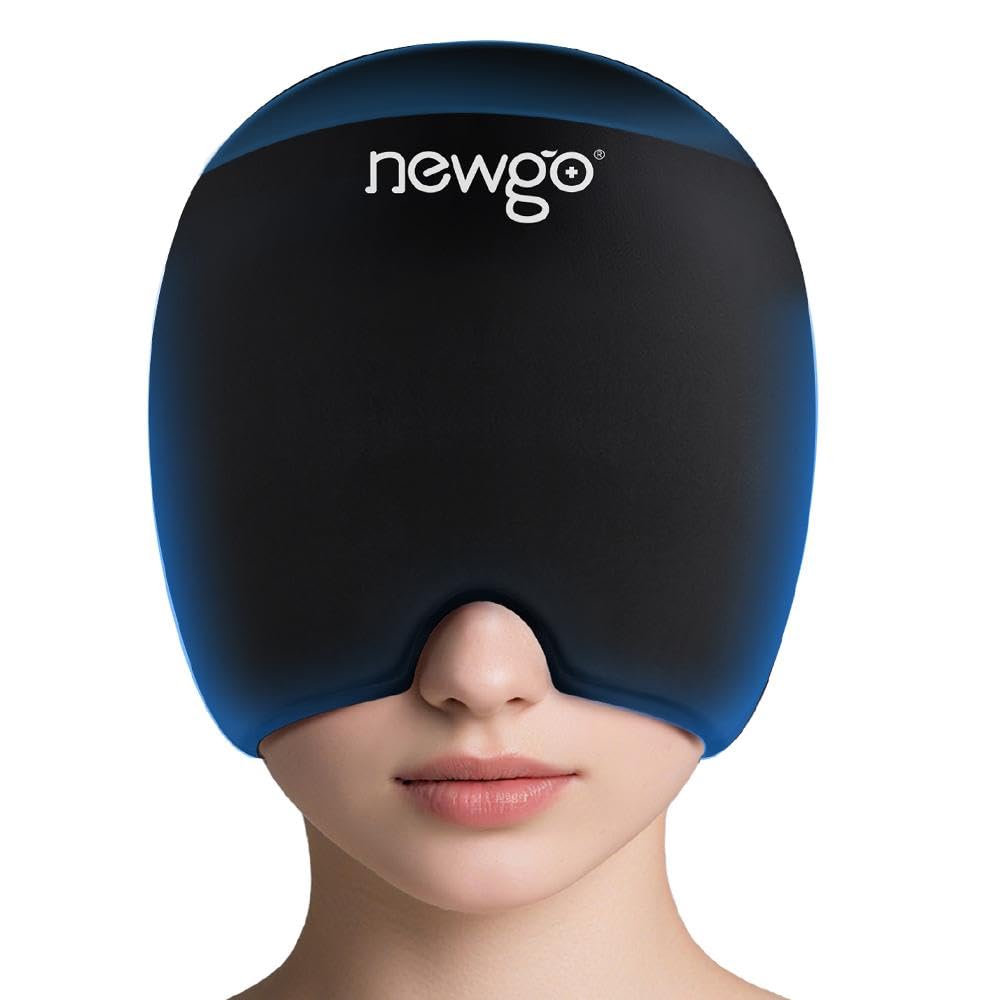 NEWGO Migraineの救助の帽子は上の適用範囲、熱および風邪療法、張力、圧力及び掛かることのための頭痛の救助の帽子が付いているアイスキャップを頭痛にします