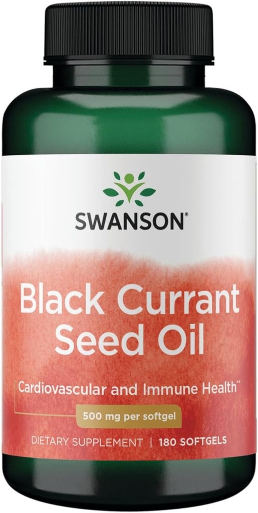 Swanson Black Currant Seed Oil - Herbal Supplement Promoting Immune System & Heart Health Support - Natural Formula Supporting Joints Health - (180 Softgels, 500mg Each)