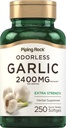 パイピングロック無臭のニンニクサプリメント2400mg | 250 Softgels | 高効力草エキス | 余分強さの丸薬 | 非GMO、グルテンフリー