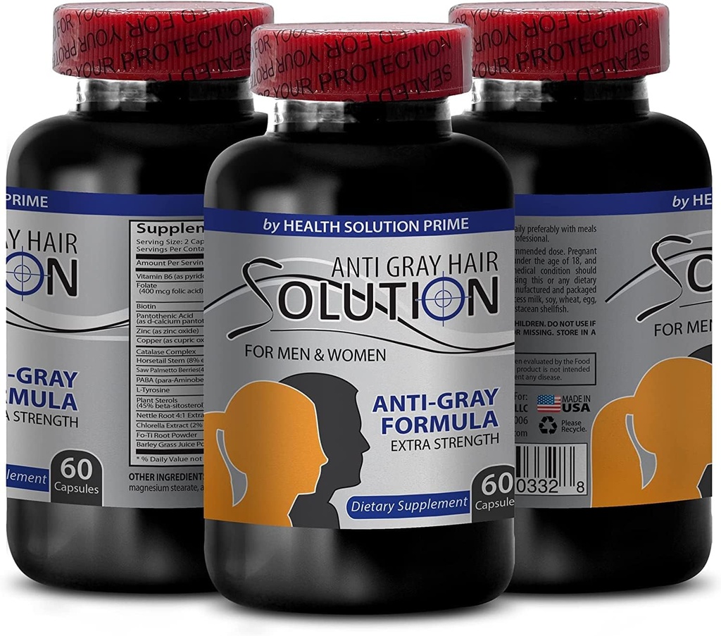 灰色の毛の逆転の丸薬 - ビオチンの補足-反灰色の毛の解決-エネルギー ビタミン、ビオチンの補足、毛の成長プロダクト、灰色の毛の防止のためのビオチン、自然な毛プロダクト、1つのボルト60の帽子