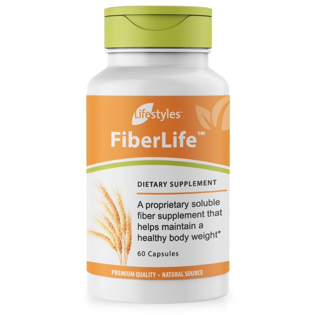 ライフスタイル FiberLifeサプリメント - Konjac、Guar Gum、Xanthan Gum、およびCinnamonとの消化の健康&コレステロールサポートのための溶性繊維 - カナダ製 - 60カプセル(60カプセル(パッケージ1)))