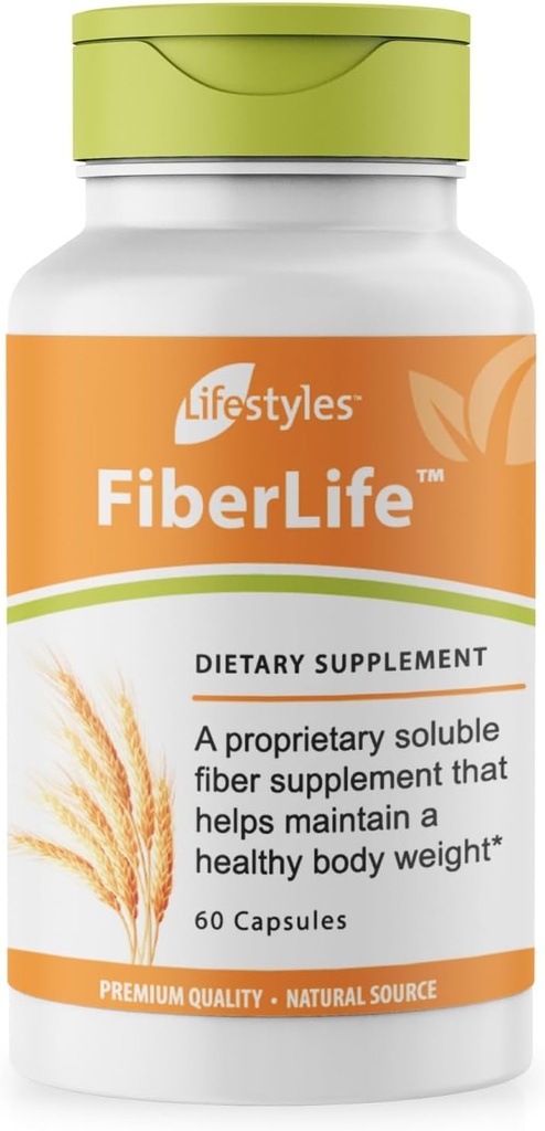 ライフスタイル FiberLifeサプリメント - Konjac、Guar Gum、Xanthan Gum、およびCinnamonとの消化の健康&コレステロールサポートのための溶性繊維 - カナダ製 - 60カプセル(60カプセル(パッケージ1)))