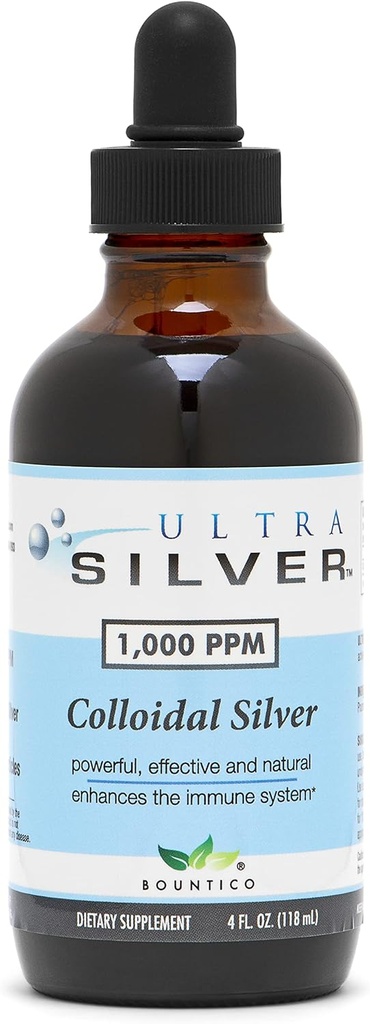 ウルトラシルバー®コロイドシルバー | 1,000 PPM, 4 Oz (118mL) | ミネラルサプリメント | 真のコロイドシルバー - ドッパー付き