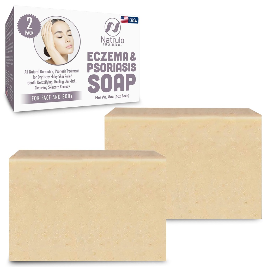 顔と体のためのEczemaソープバー - すべての自然な皮膚炎、乾燥のかゆみの肌の救済のための乾癬ソリューション - 遺伝子解毒、アンチイッチ、スキンケア救済を清潔に - 米国で作られたEczemaソープバー
