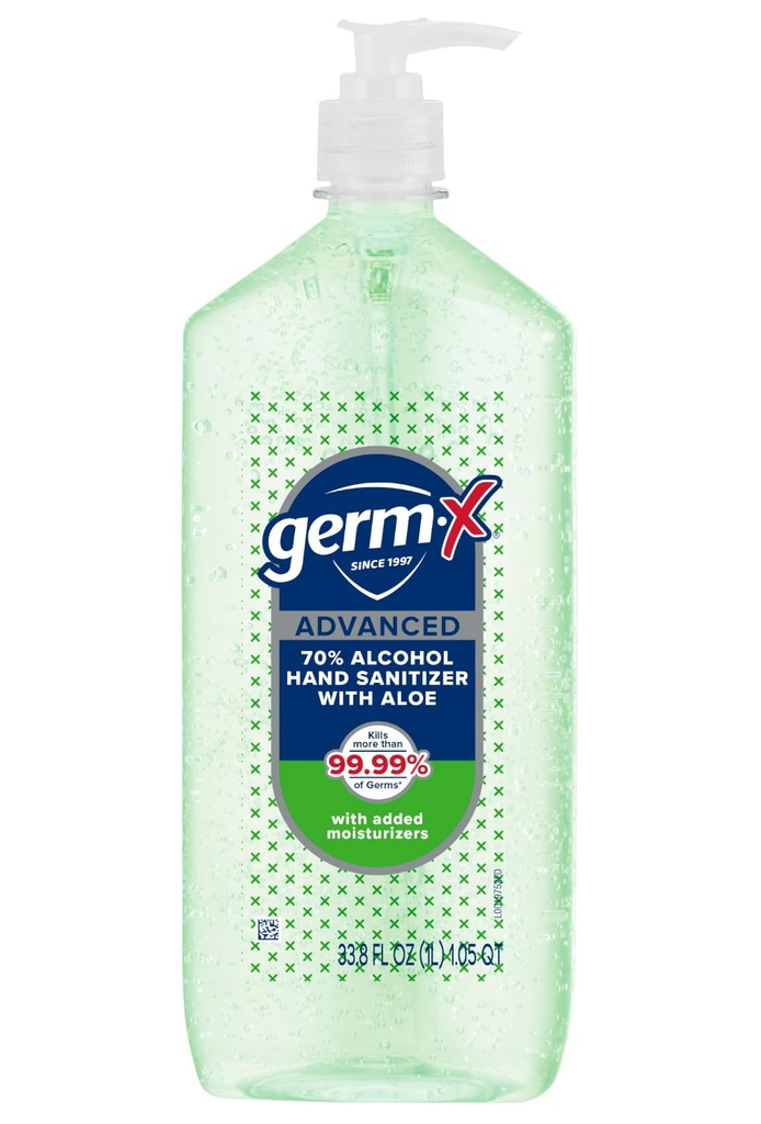 アロエおよびビタミンEのGerm-Xの高度手のSanitizer、非乾燥の保湿のゲル、即刻および無リンス方式、ポンプ ビン、学校供給に戻って、1リットル