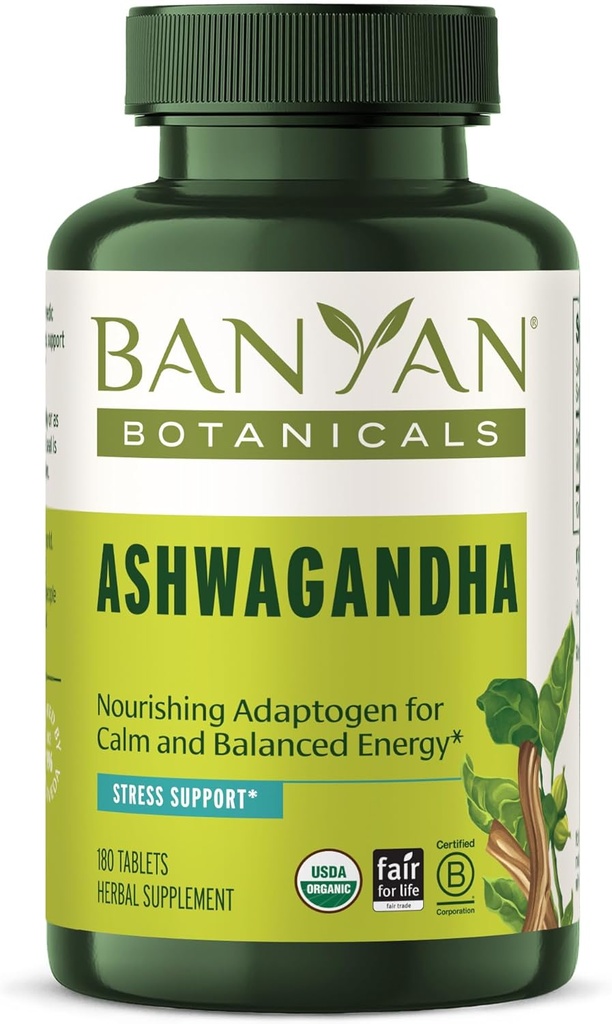 Banyan Botanicals Ashwagandhaタブレット - 有機Ashwagandhaルート - 天然エネルギーサポートとストレスサポートのための有名なハーブ適応剤* - 180錠 - 非GMO持続的に供給ビーガン
