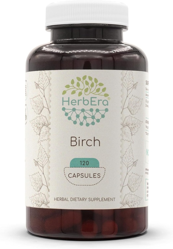 ハーブエラバーチ120カプセル、500mg、バーチ(Betula Pendula)ドライリーフ(120カプセル)で作られた