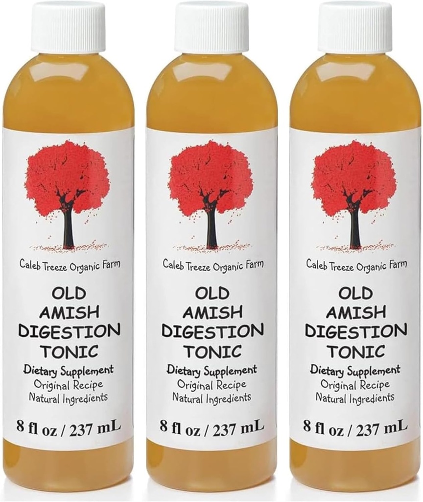 Caleb Treeze Old Amish Digestion Tonic (Formerly: Stops Acid Reflux) 8 oz (Pack of 3)