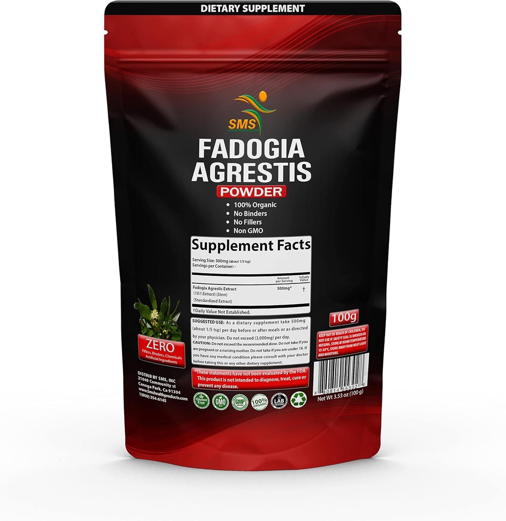 Fadogia Agrestis Extract Powder(最大強度) | アスレチック性能、強度、ドライブをサポート | オーガニック、非GMO、第三者検査、グルテンフリーサプリメント | 100g