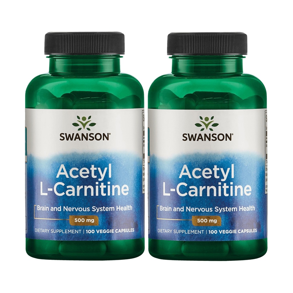 スワンソンアセチル-L-カルニチン - 認知健康と筋肉のサポートを促進するアミノ酸サプリメント - ナチュラルフォーミュラは、神経系の健康を促進します - (100野菜カプセル) (2パック)