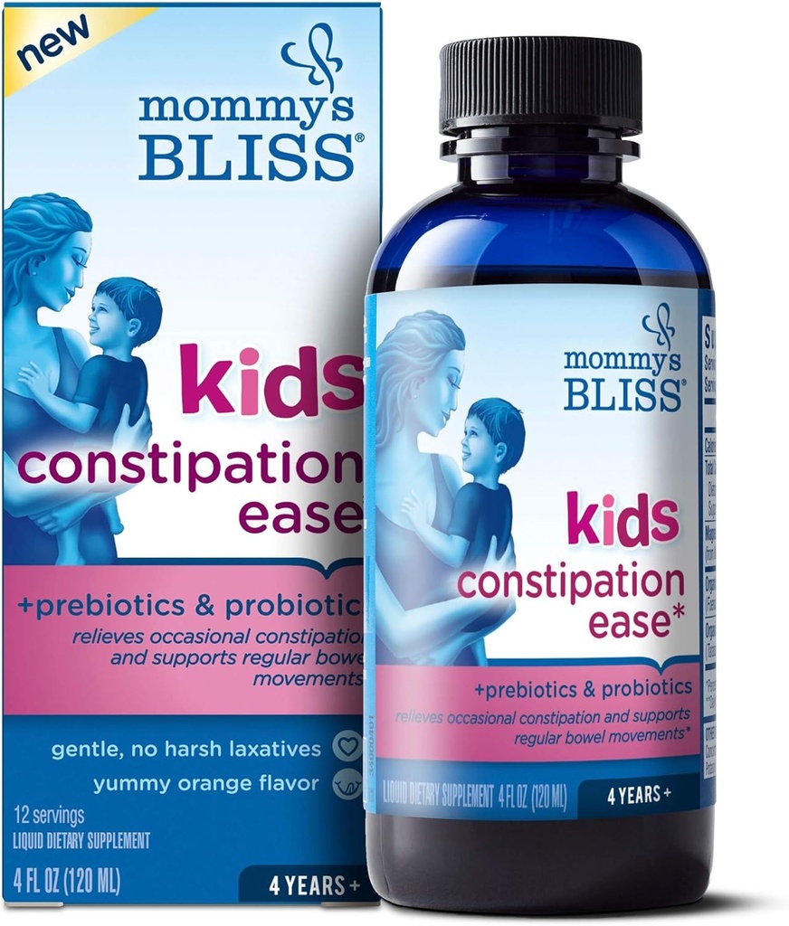 Mommy's Blissは、プレバイオティクス&プロバイオティクス、サポートレギュレーション&消化の健康、子供のための液体便秘救済、年齢4 +、4 Fl Oz(パッケージ1)