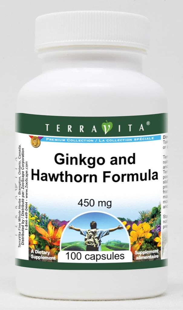 Ginkgo と Hawthorn フォーミュラ - 450 mg (100 カプセル, ZIN: 514013)