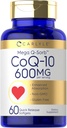 Carlyle CoQ10 600 mg Softgels | 60 カウント | メガ Q-Sorb Coenzyme Q-10 | ブラックペッパーエキス配合 | 非GMO&グルテンフリーサプリメント