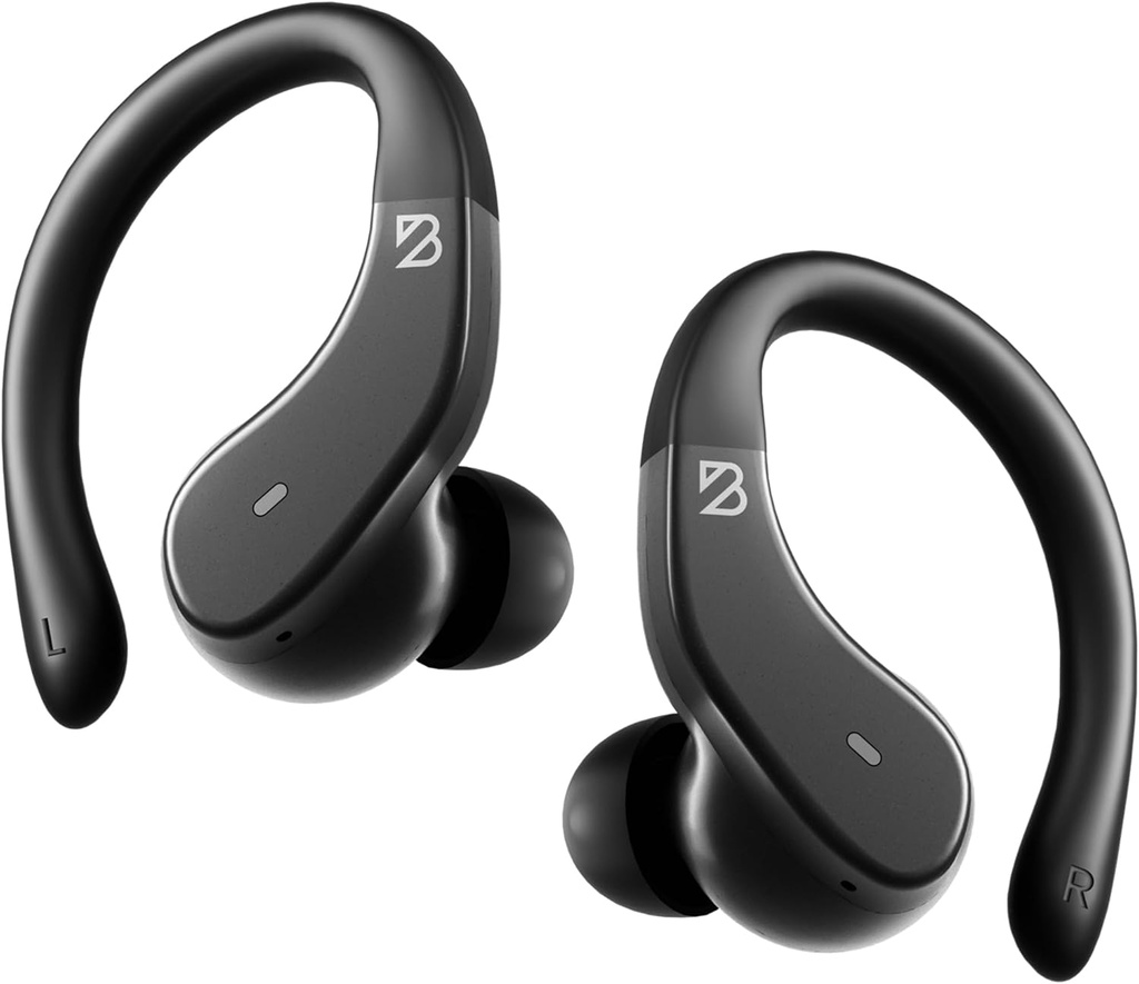 バックベイオーディオ - ランナーのワイヤレスイヤホンスポーツのためのBluetoothヘッドフォン、耳の芽の上にホック、ディープバス、ランニングのためのイヤーロックとイヤホンの周りにラップ、ジムのためのワークアウトワイヤレスヘッドフォン