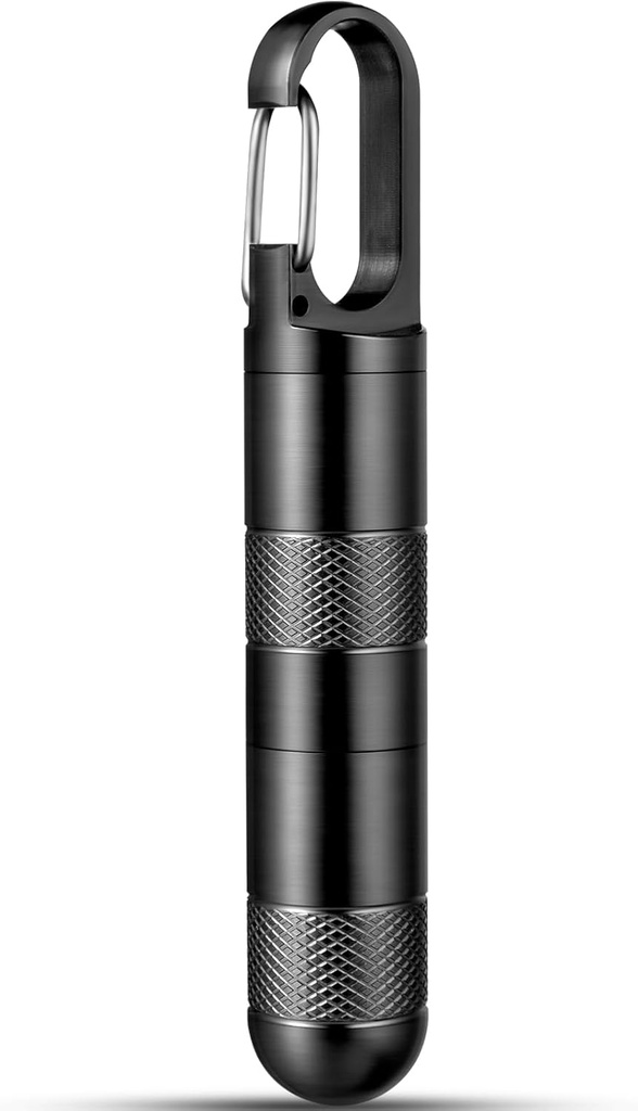 マイクロ ピルのホールダーの Keychain のチタニウムの丸薬の箱の財布のための小さい丸薬の容器旅行黒の丸薬箱の薬のびんのオルガナイザー