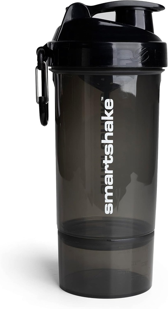 Smartshake O2GO ONEプラスチックプロテインシェーカーボトル 800 ml | 27 oz - Leakproof Screw-on Lid - BPA 無料 - Unisex - ブラック