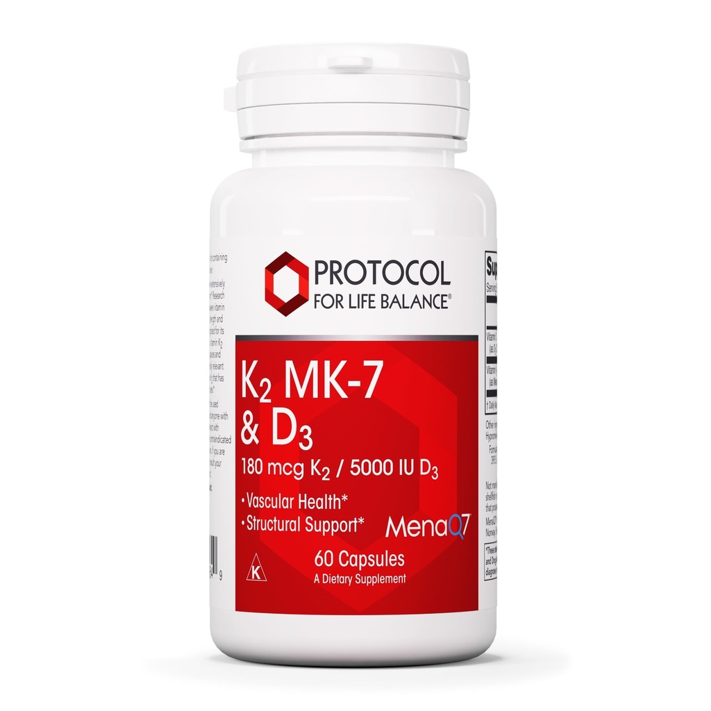 ライフバランスのためのPROTOCOL - K2 MK-7およびD3 -管の健康および構造サポート、骨の強さ、食欲抑制剤、自然な減量は、カルシウム吸収を支えます - 60のベジのカプセル