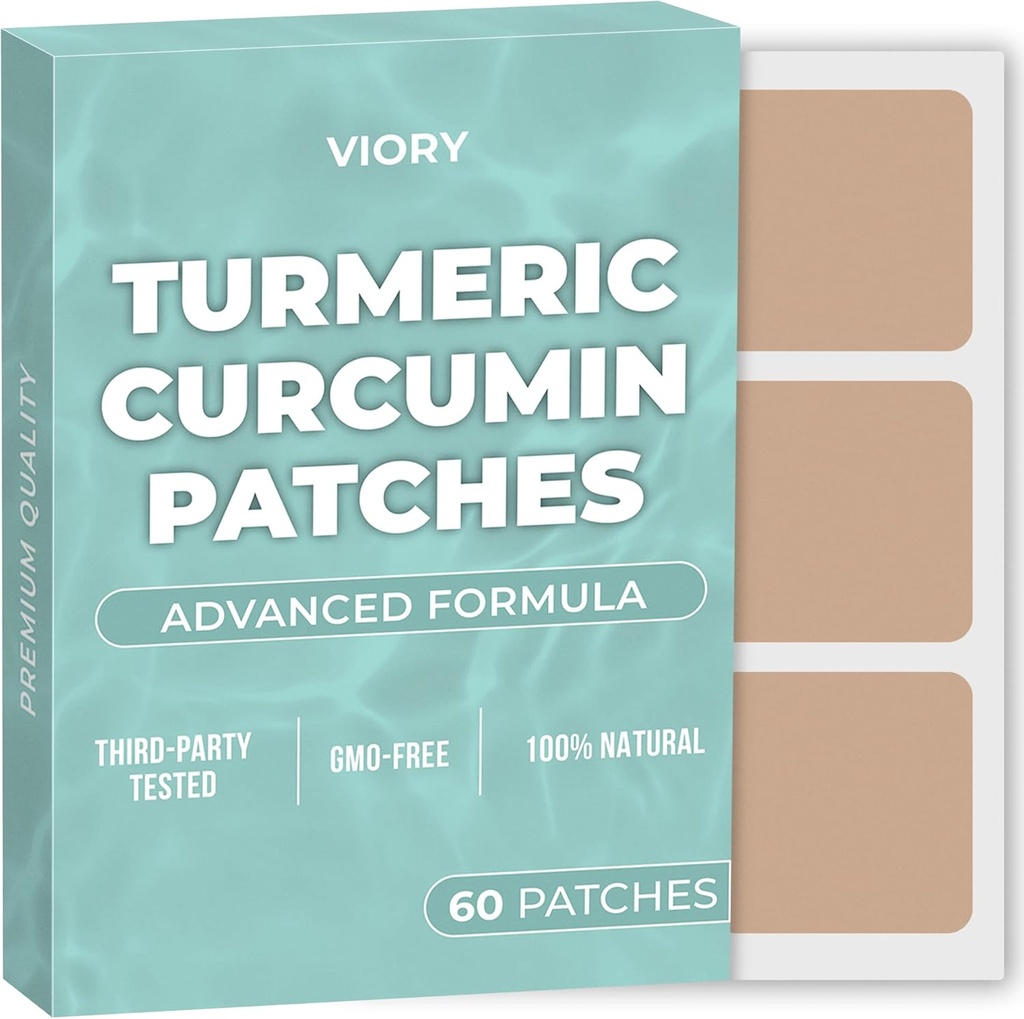Turmeric Curcumin Patches (Pack of 60) - 100% Natural Patch for Women and Men - with Biotin - Body Support - Enhanced Formula