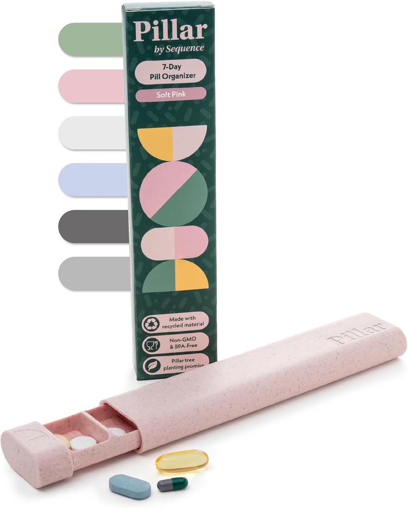 ピラー - 7 日ピイル ボックス 主催者 | BPA 無料の小麦わらピル 主催者 | 旅行と家のための美しいタブレット 主催者(ソフトピンク)
